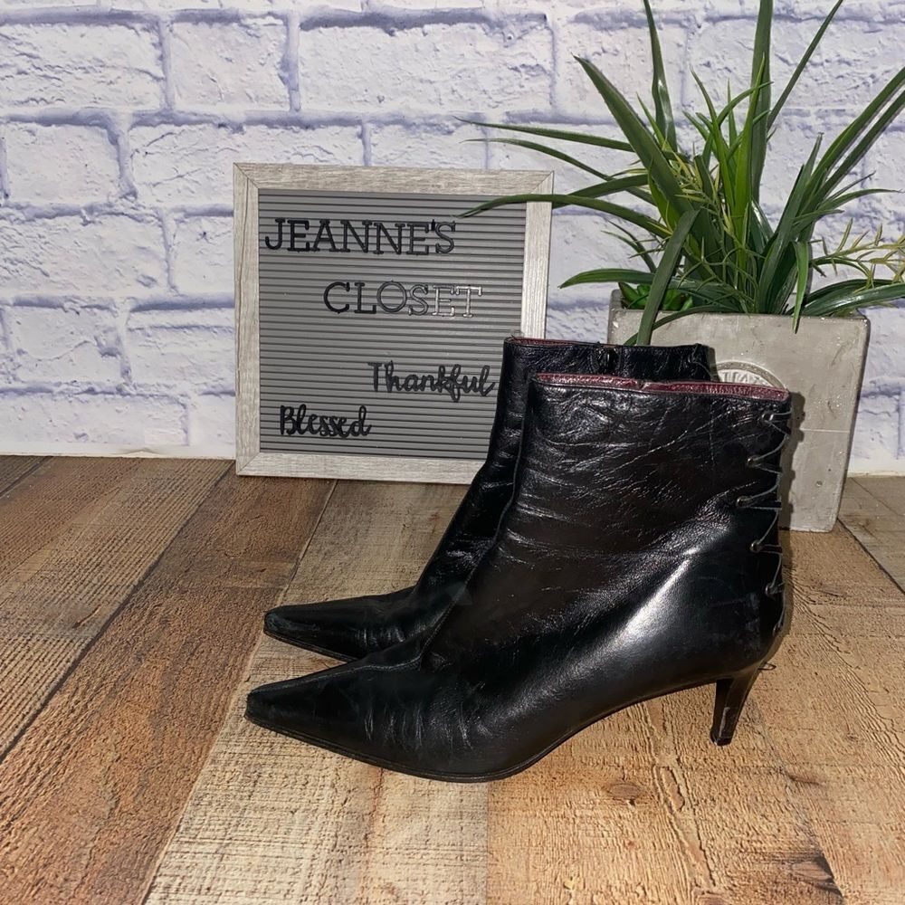 Coach Black Lillian Kid Leather ankle boots Size 6B